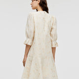 Çantalı Jakarlı A-Kesim Fırfırlı Kadın Midi Elbise