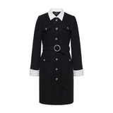 Çıkarılabilir Yaka Detaylı Tweed Bel Vurgulu Yünlü Elbise