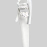 İki Parçalı Çiçek Detaylı Üst ve Maksi Etek