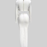 İki Parçalı Çiçek Detaylı Üst ve Maksi Etek