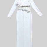 İki Parçalı Çiçek Detaylı Üst ve Maksi Etek