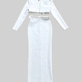 İki Parçalı Çiçek Detaylı Üst ve Maksi Etek