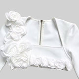 İki Parçalı Çiçek Detaylı Üst ve Maksi Etek