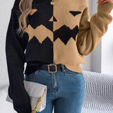 Hayalet Desenli Uzun Kollu Yuvarlak Yaka Kazak