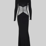 Transparan Belli Zarif Uzun Elbise