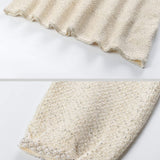 Dokulu Triko Elbise - Krem