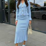 Fırfırlı Ceket & Kloş Etek Örgü Eşleştirme Seti