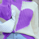 Rahat Patchwork Kontrast O Yaka Üst Kazak