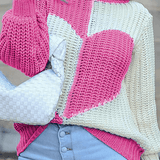 Rahat Patchwork Kontrast O Yaka Üst Kazak