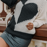 Rahat Patchwork Kontrast O Yaka Üst Kazak