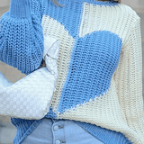 Rahat Patchwork Kontrast O Yaka Üst Kazak