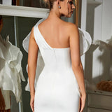 Cara - Beyaz Çiçek Mini Elbise