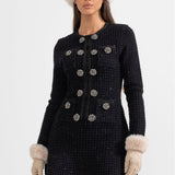 Uzun Kollu Diz Boyu Triko Elbise – Siyah