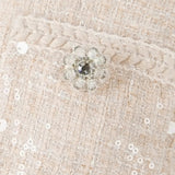 Önden Cepli ve Şeffaf Pileli Etekli Dokulu Co-Ord - Ivoire