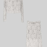 Işıltılı Yaka Süslemeli ve Midi Etekli Dantel Takımı