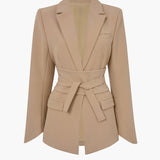 Basic Solid Belted Blazer