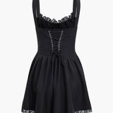 Braided Eyelet Mini Elbise