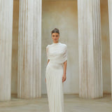 Asimetrik pilili maksi elbise