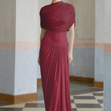 Asimetrik pilili maksi elbise