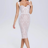 Charmy - Dantelli Beyaz Midi Elbise