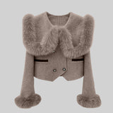 Kürk Yakalı Kısa Ceket