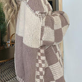 Ekose Önü Açık Uzun Kollu Hırka