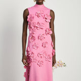 Blossom Symphony Çiçek Detaylı Pembe Maxi Elbise