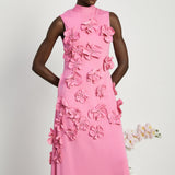 Blossom Symphony Çiçek Detaylı Pembe Maxi Elbise