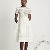 Diane Çiçek İşlemeli Ajur Midi Elbise