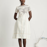 Diane Çiçek İşlemeli Ajur Midi Elbise