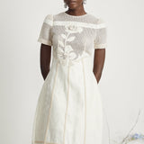 Diane Çiçek İşlemeli Ajur Midi Elbise