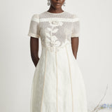 Diane Çiçek İşlemeli Ajur Midi Elbise