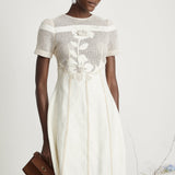 Diane Çiçek İşlemeli Ajur Midi Elbise