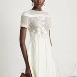 Diane Çiçek İşlemeli Ajur Midi Elbise