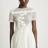 Diane Çiçek İşlemeli Ajur Midi Elbise