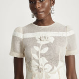 Diane Çiçek İşlemeli Ajur Midi Elbise