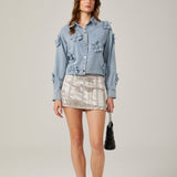 Armelle Çiçek Aplikeli Denim Gömlek