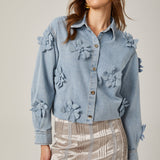 Armelle Çiçek Aplikeli Denim Gömlek