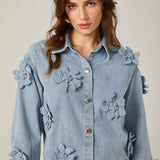 Armelle Çiçek Aplikeli Denim Gömlek