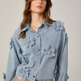 Armelle Çiçek Aplikeli Denim Gömlek