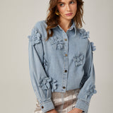 Armelle Çiçek Aplikeli Denim Gömlek