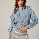 Armelle Çiçek Aplikeli Denim Gömlek