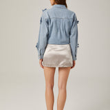 Armelle Çiçek Aplikeli Denim Gömlek