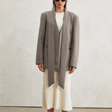 Béatrice Gri Yakasız V Yaka Blazer Ceket