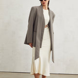 Béatrice Gri Yakasız V Yaka Blazer Ceket