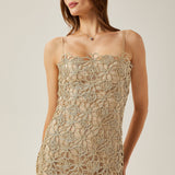 Béatrice Çiçek İşlemeli Kolsuz Midi Elbise