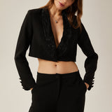 Bérénice Kristal Süslemeli Ceket & Pantolon Eşleştirme Seti