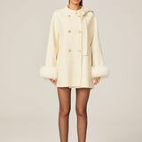 Elegant Charm Kürk Detaylı Krem Kaban