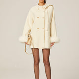 Elegant Charm Kürk Detaylı Krem Kaban