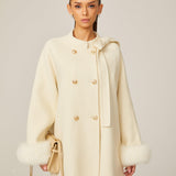 Elegant Charm Kürk Detaylı Krem Kaban